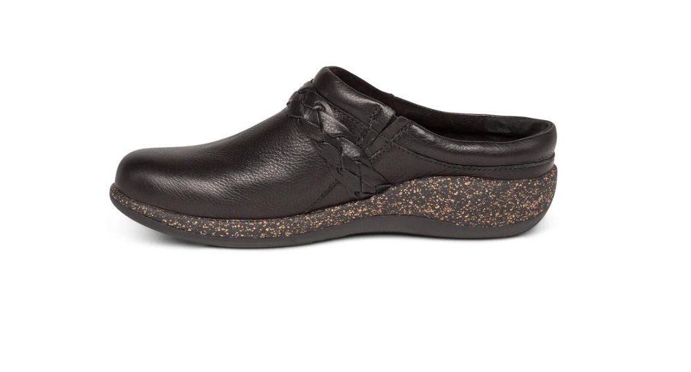 Black leather clog