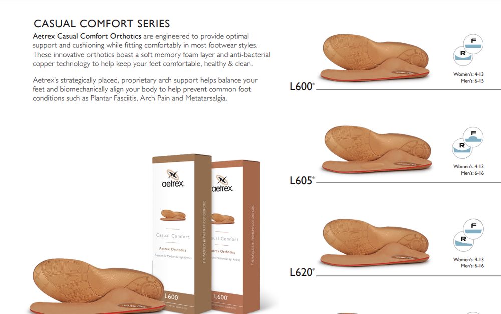 Casual Comfort orthotic series, models L600, L605, L620