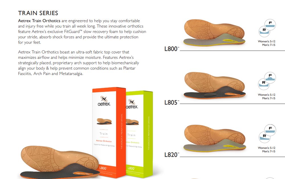 Train orthotic series, models L800, L805, L820