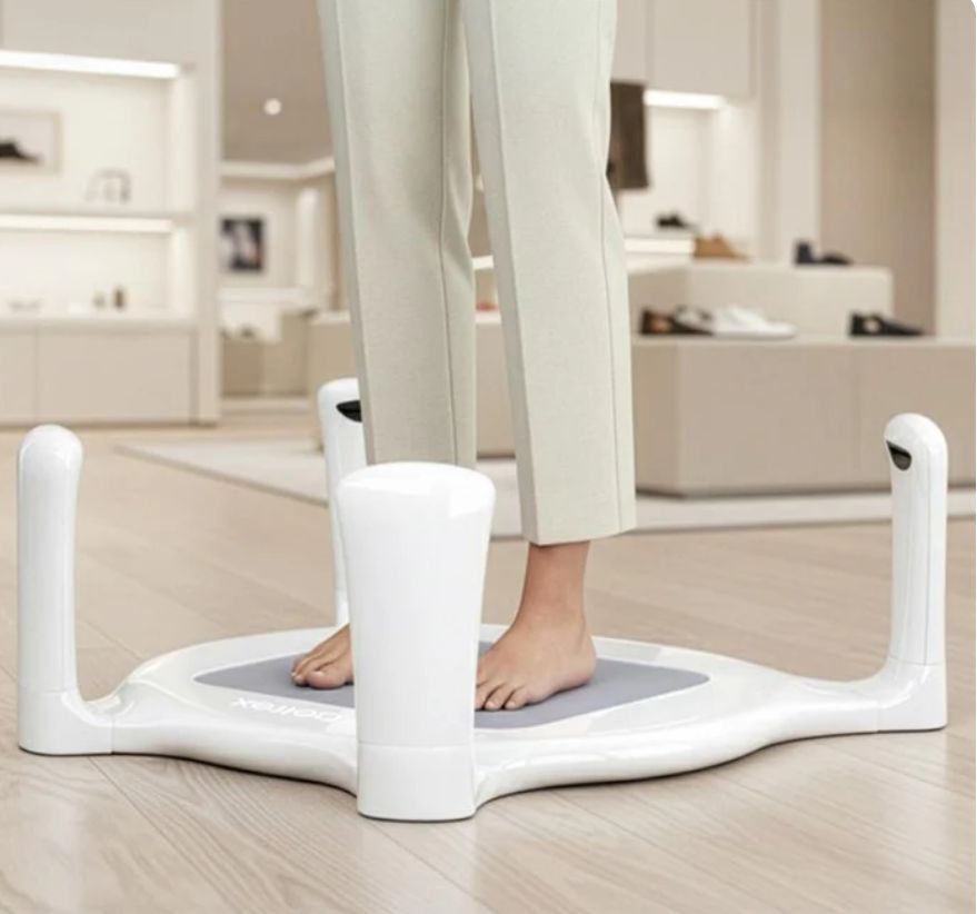 A patient on the BrightPath foot scanner