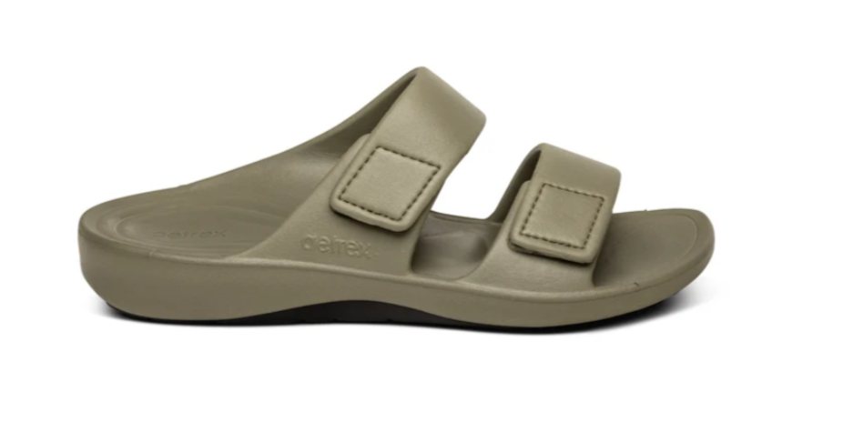 BrightPath two-strap orthotic slide in khaki