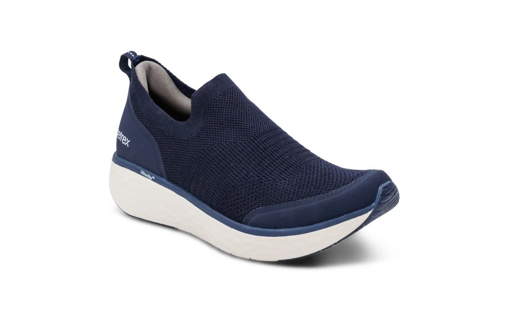 Navy knit slip-on sneaker