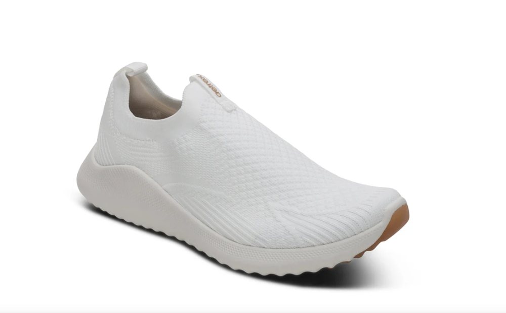White knit slip-on sneaker